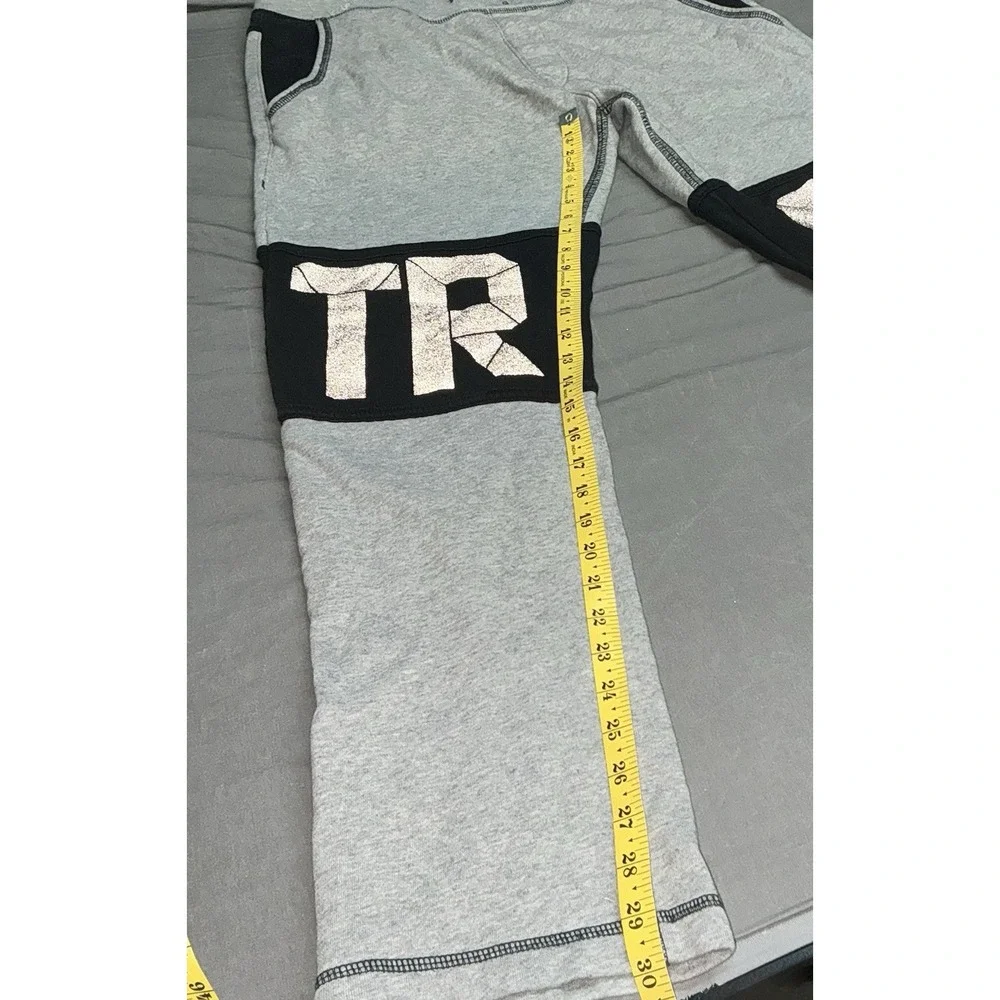 True Religion Men's Sweatpants Ankle Zipper Huge Marled Block Logo Size Med